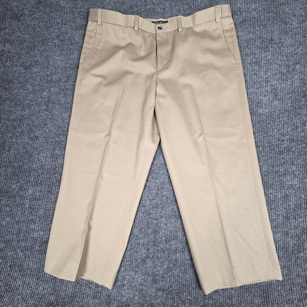 Eddie Bauer Mens Khaki Flat Front Dress Pants Size 42 Made in Nicaragua